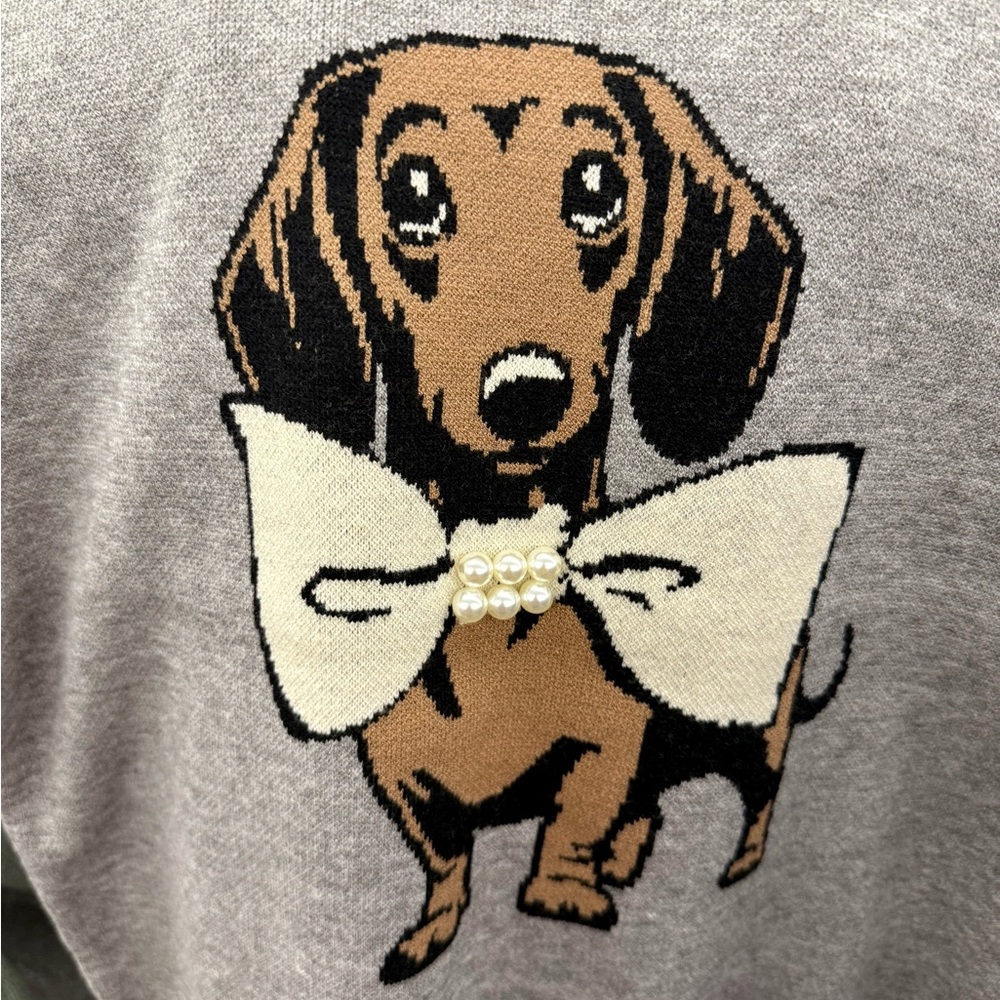 NEW Nikka K Gray Dachshund Sweater GREY LIGHTWEIGHT AND SOFT MEDIUM - Picture 6 of 7